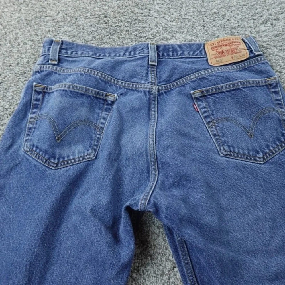 Levis Jeans Mens 36X34 Dark Blue Denim‎ Pants 505 Regular Fit Straight Leg Y2K